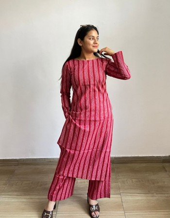 BLUE MAROON MOTIF KURTA BOTTOM SET
