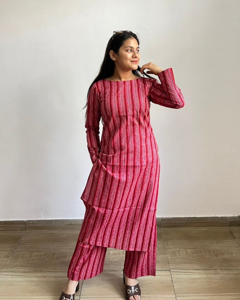 RED MOTIF KURTA BOTTOM SET