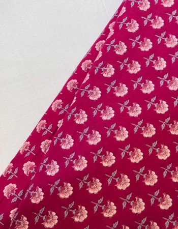 PINK FLOWER MOTIF KURTA BOTTOM SET