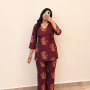 DARK MAROON FLOWER NIGHT SET
