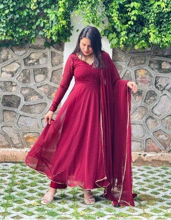 RUBY DIVINE GEORGETTE GHER SET 