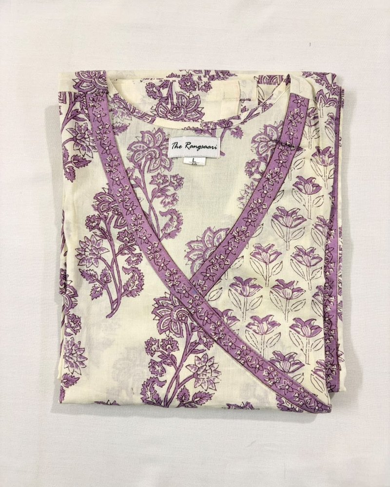 WHITE LILAC LONG KURTI (L)