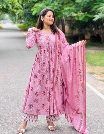PINK FLOWERS MOTIF GOLDEN FOIL SABAH SET