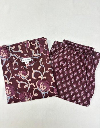 DARK PURPLE BLUE MOTIF KURTA BOTTOM SET