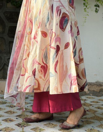 OFF WHITE PURPLE UMBRELLA GHER KURTI
