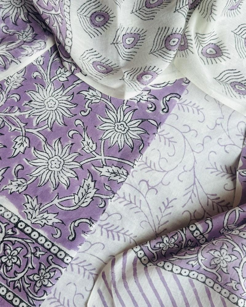 LAVENDER FLORAL COTTON SUIT SET