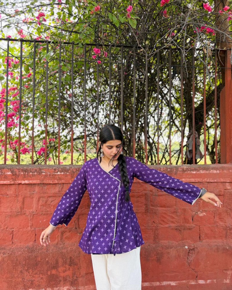 PURPLE BANDHINI ANGRAKHA CHANDNI TOP