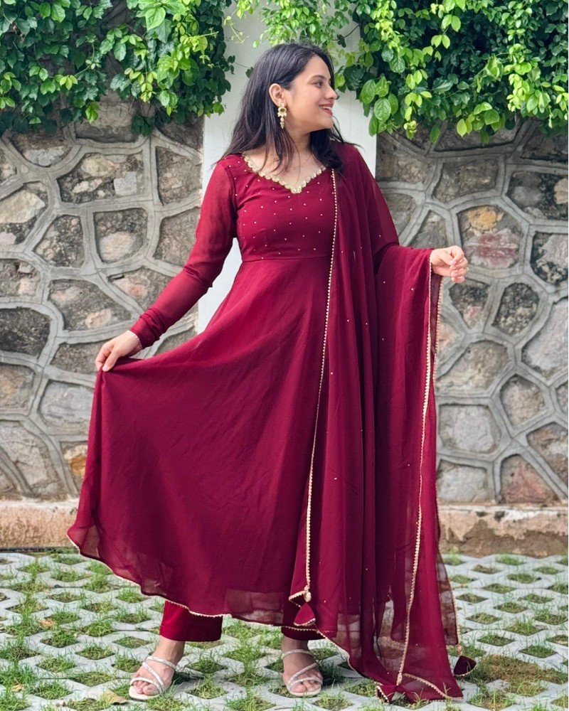 RUBY DIVINE GEORGETTE GHER SET 