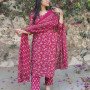 MAGENTA FLORAL MOTIF SUIT SET 