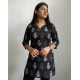 BLACK FLOWER SHORT STRAIGHT KURTI