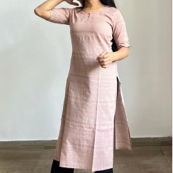 PASTEL PINK LINING LONG STRAIGHT KURTI