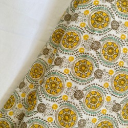 YELLOW MOTIFS KANTHA A LINE KURTI