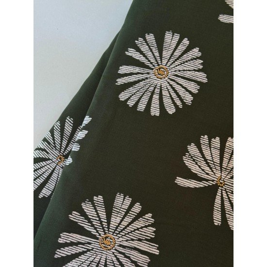 OLIVE GREEN FLOWER MOTIF A LINE KURTI