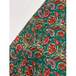 GREEN ORANGE FLORAL LONG STRAIGHT KURTI