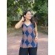 BLUE MAROON MOTIF BACKLESS SHORT KURTI BLUE MAROON MOTIF BACKLESS SHORT KURTI