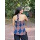BLUE MAROON MOTIF BACKLESS SHORT KURTI BLUE MAROON MOTIF BACKLESS SHORT KURTI