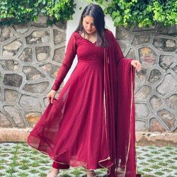 RUBY DIVINE GEORGETTE GHER SET 