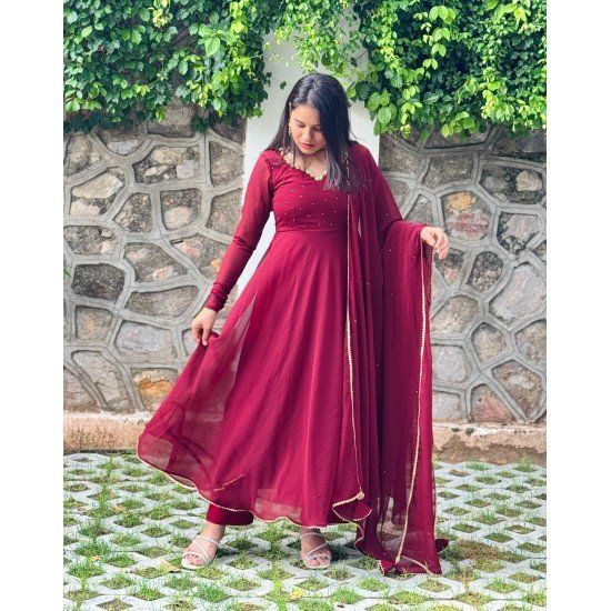 RUBY DIVINE GEORGETTE GHER SET RUBY DIVINE GEORGETTE GHER SET