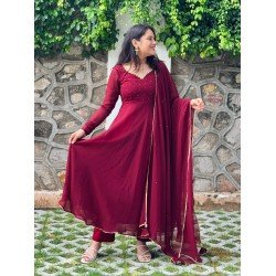RUBY DIVINE GEORGETTE GHER SET 