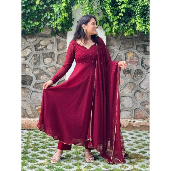 RUBY DIVINE GEORGETTE GHER SET RUBY DIVINE GEORGETTE GHER SET