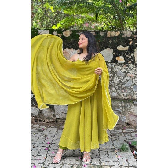 MEHNDI GREEN DIVINE GEORGETTE GHER SET MEHNDI GREEN DIVINE GEORGETTE GHER SET
