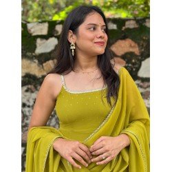 MEHNDI GREEN DIVINE GEORGETTE GHER SET 