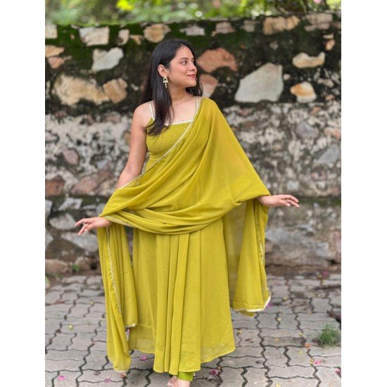 MEHNDI GREEN DIVINE GEORGETTE GHER SET MEHNDI GREEN DIVINE GEORGETTE GHER SET