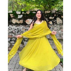 MEHNDI GREEN DIVINE GEORGETTE GHER SET 
