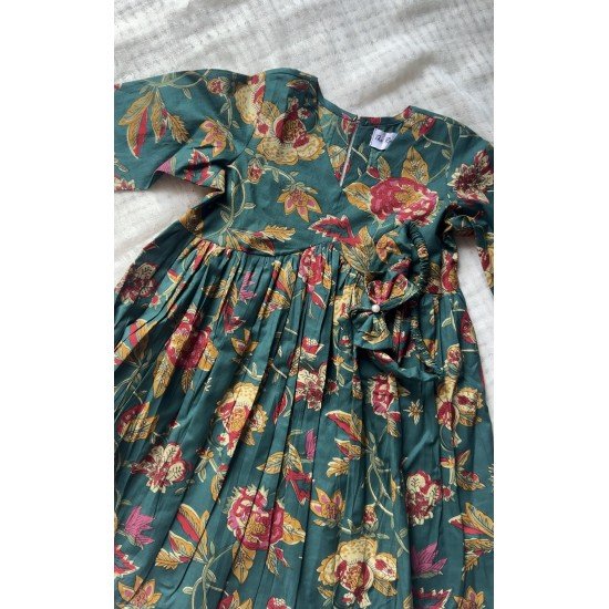 GREEN FLORALS KIDS GHER KURTI GREEN FLORALS KIDS GHER KURTI