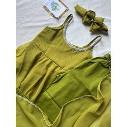 MEHNDI GREEN DIVINE GEORGETTE KIDS GHER SET