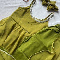 MEHNDI GREEN DIVINE GEORGETTE KIDS GHER SET
