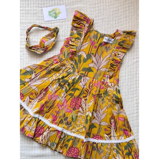 BRIGHT YELLOW FLORAL PRINT KIDS FROCK BRIGHT YELLOW FLORAL PRINT KIDS FROCK