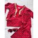 RED LITTLE FLORALS MOTIF FESTIVE CO-ORD SET WITH JACKET KIDS DRESS