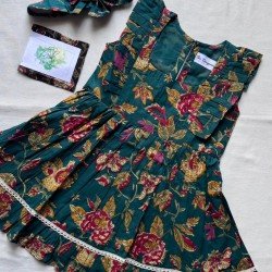 GREEN FLORAL PRINT KIDS FROCK