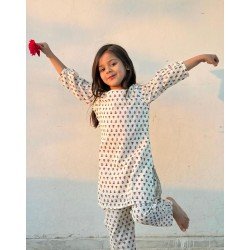 WHITE PURPLE LITTLE MOTIFS KIDS CO-ORD SET 