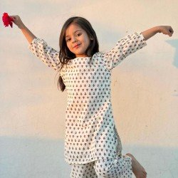 WHITE PURPLE LITTLE MOTIFS KIDS CO-ORD SET 