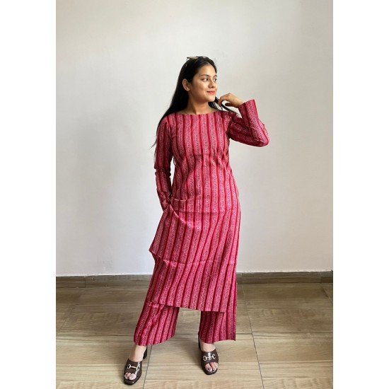 BLUE MAROON STRIPES KURTA BOTTOM SET BLUE MAROON STRIPES KURTA BOTTOM SET
