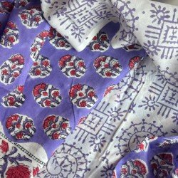 PURPLE FLORAL MOTIF COTTON SUIT SET