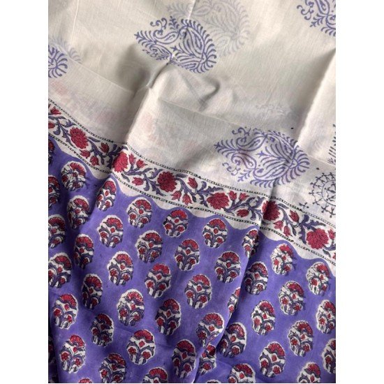 PURPLE FLORAL MOTIF COTTON SUIT SET PURPLE FLORAL MOTIF COTTON SUIT SET