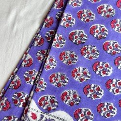 PURPLE FLORAL MOTIF COTTON SUIT SET