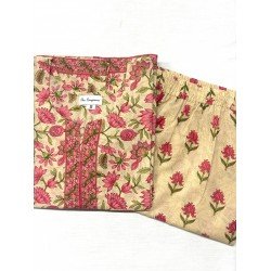 PINK FLORAL BOOTA KURTA BOTTOM SET