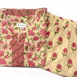 PINK FLORAL BOOTA KURTA BOTTOM SET