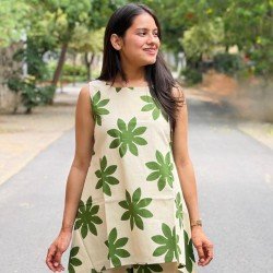 GREEN FLOWER HANDBLOCK CO-ORD SET