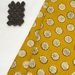 MUSTARD MOTIF HANDBLOCK SHORT STRAIGHT KURTI