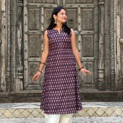 VIOLET FLORAL LITTLE MOTIF A LINE KURTI