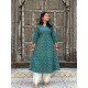 TEAL BANDHANI MOTIF A LINE KURTI