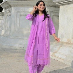 SOLID LAVENDER COTTON SUIT SET 