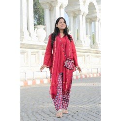 RED MOTIF HANDBLOCK FARSI SET 