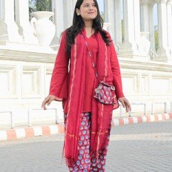 RED MOTIF HANDBLOCK FARSI SET 