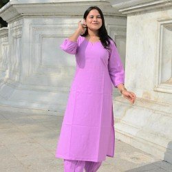 SOLID LAVENDER COTTON SUIT SET 